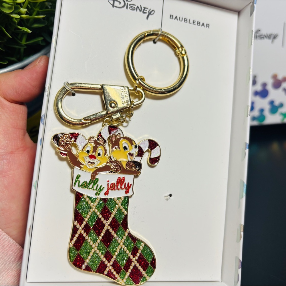 Disney x BaubleBar Chip 'n Dale Holly Jolly Stocking Bag Charm – NIB